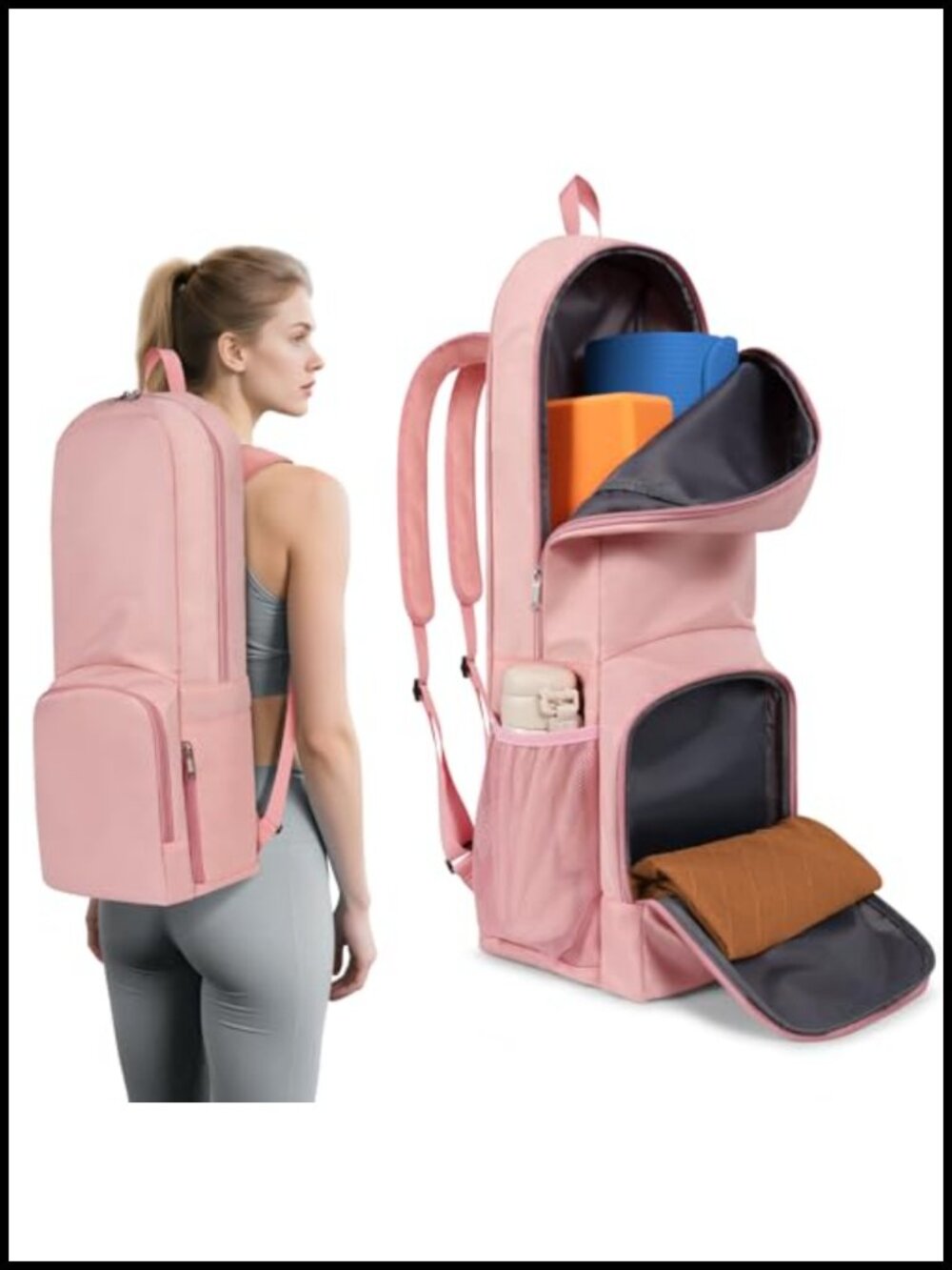 Yoga Mat Bag Carrier Backpack Multi Pockets Water-Resistant